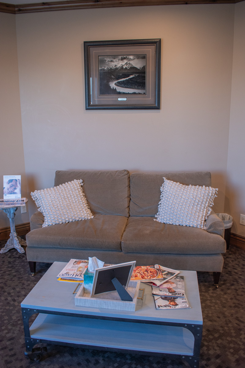 Cozy dental office waiting area